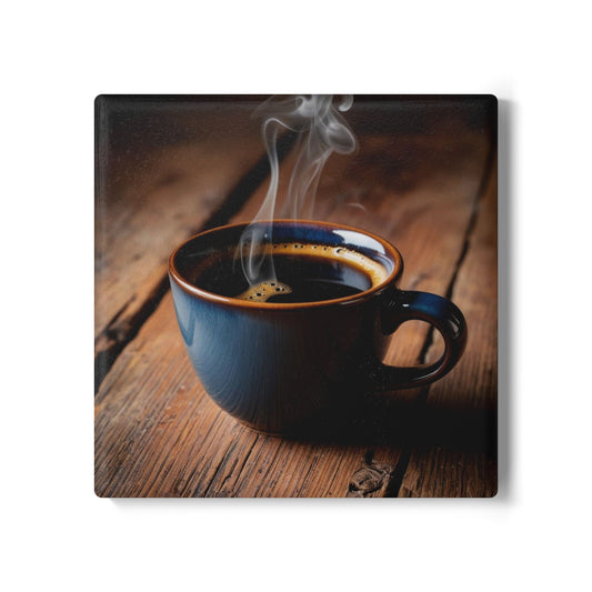 Ceramic Coaster with Coffee Cup Design - Perfect for Home or Cafe Use